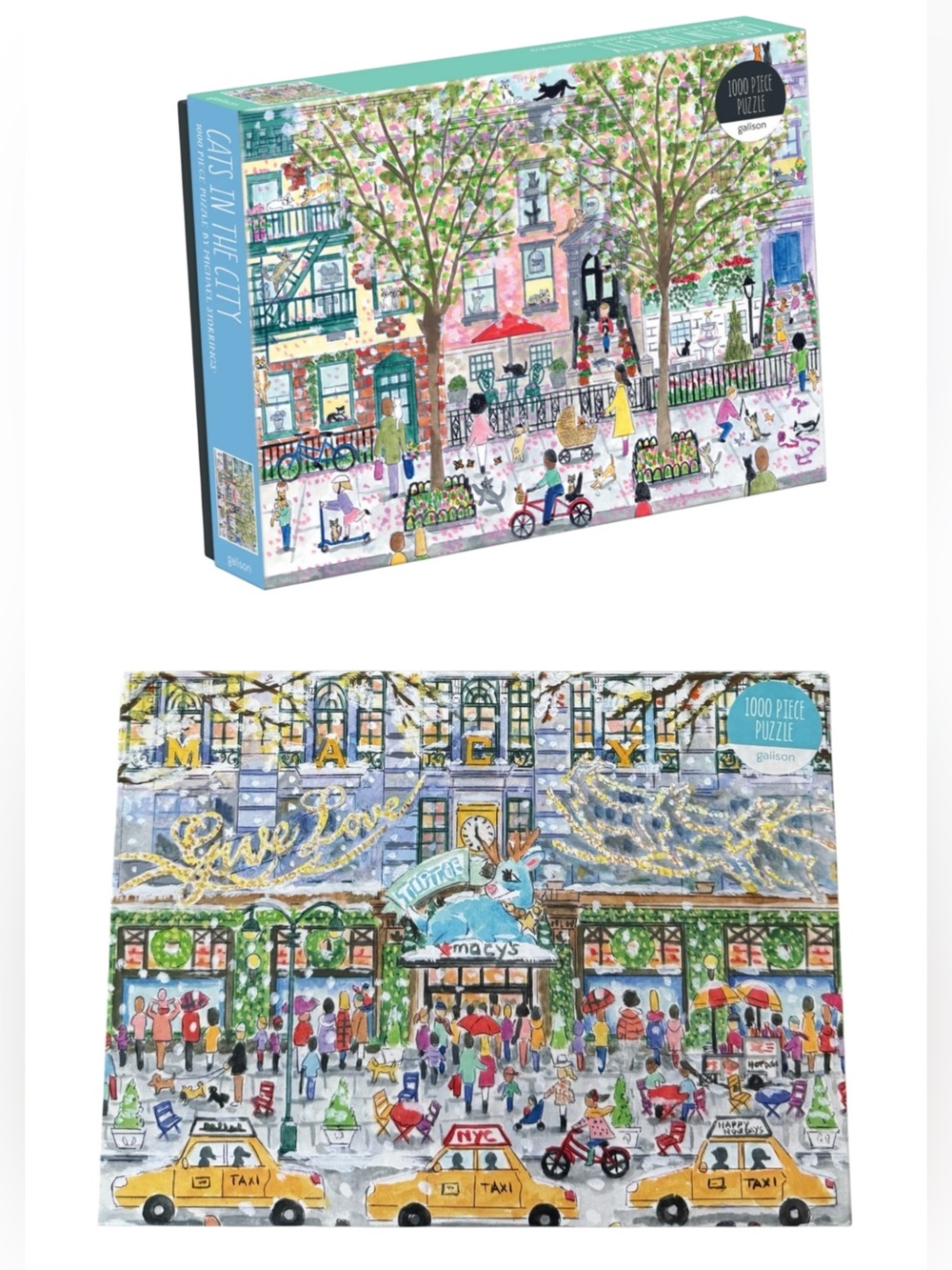 Michael Storrings Puzzles Set of 2 Cats in the City & Macy’s Give Love EUC